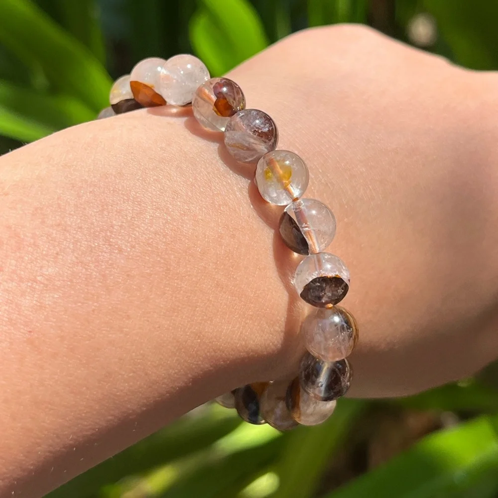 6.5 inches 9mm‎ stretchable brown golden healer bracelet